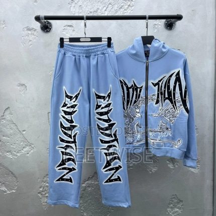 Mixed Emotion Brand “Graffiti” Rhinestone Tracksuit Blue