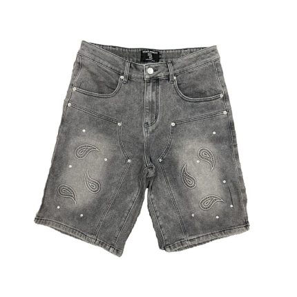 Mixed Emotion Paisley Denim Grey Shorts