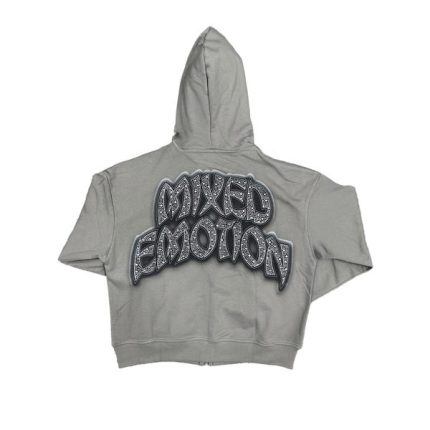 Mixed Emotional Last Grey Rhinestone Hoodie