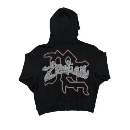 Mixed Emotional Logo Rhinestone Black Hoodie